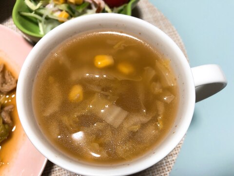 コーンと白菜のとろとろ中華スープ